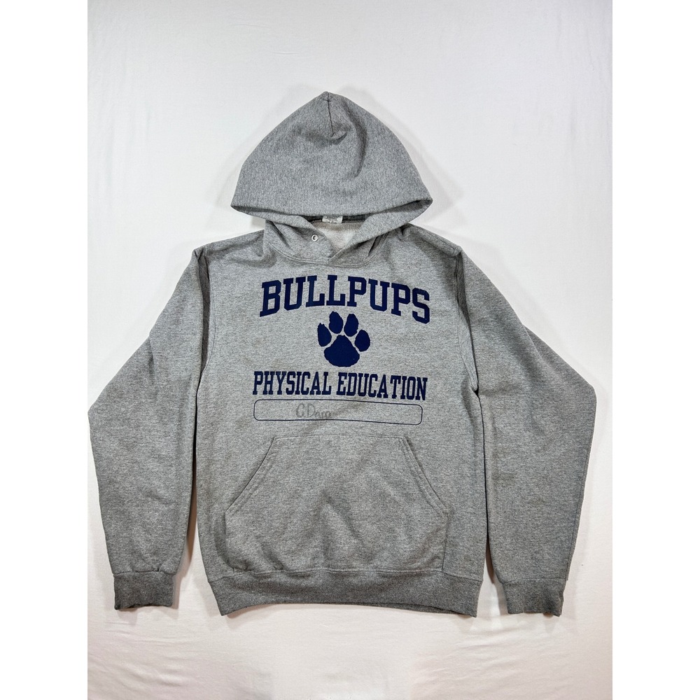 Jerzees Super Sweats Bullpups Physical Education Hoodie Gray Small